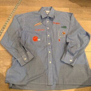 MILI DESIGNS WOMENS LARGE BLUE PLAID FLORIDA GATORS VINTAGE BUTTON UP SHIRT
